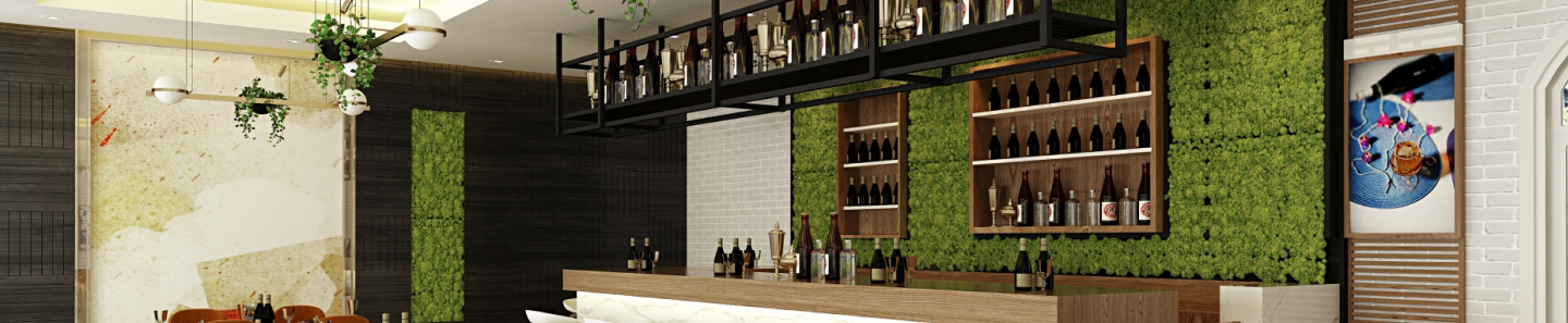 画像：ワインの瓶が並ぶお洒落な店内